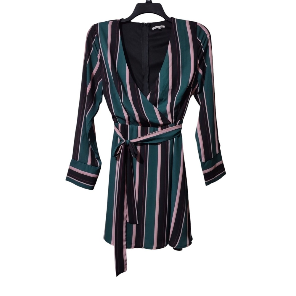 Charlotte Russe Woman's Size Large Multicolor Stripes Long Sleeve Dress Zip